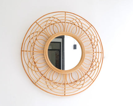 Ronde Rotan Spiegel 58 cm | Handgemaakte Boho Wandspiegel PUTUK