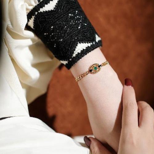 Luxe kettingarmband met groene onyx