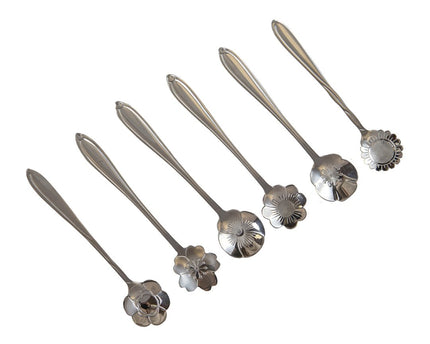 Silk -bable flower dessert lepel - veel van 6