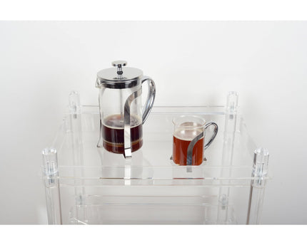 Glazen koffiezetapparaat met 9x9x18cm zilveren metalen decor
