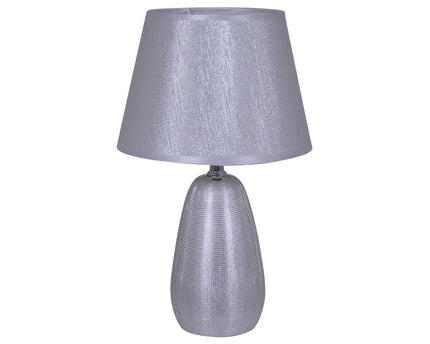 Keramische tafellamp H: 37 cm "Simly Ceramics", tafellamp gemaakt van keramiek, zilver, met E14 -aansluiting, voor eetkamer, woonkamer, gang of kantoor, 31 cm hoog