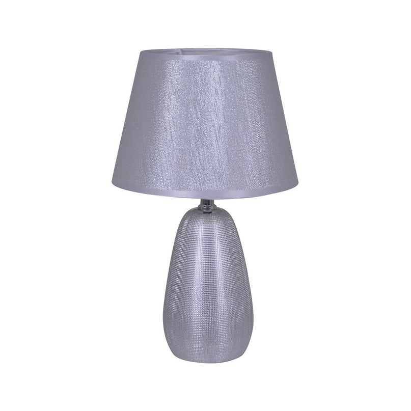 Keramische tafellamp H: 37 cm "Simly Ceramics", tafellamp gemaakt van keramiek, zilver, met E14 -aansluiting, voor eetkamer, woonkamer, gang of kantoor, 31 cm hoog