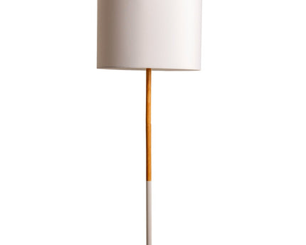 Textiel staande lamp "Tessile", vloerlamp gemaakt van metaal, rubberen boom en stof in wit en natuur, E27 -aansluiting, staande lamp 126 cm hoog