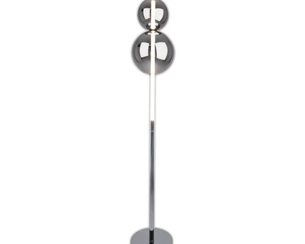 LED -vloerlamp "Nova" vloerlamp met DIMMM -functie gemaakt van chroom -gekleurd metaal, plastic en rookglas, met stevig geïnstalleerde LED's, ca. 150 cm hoog