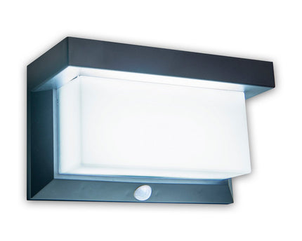 LED Solar Buitenwandlamp met bewegingsdetector, voor buiten, wandlamp - Plastic in zwart, met geïntegreerde LED