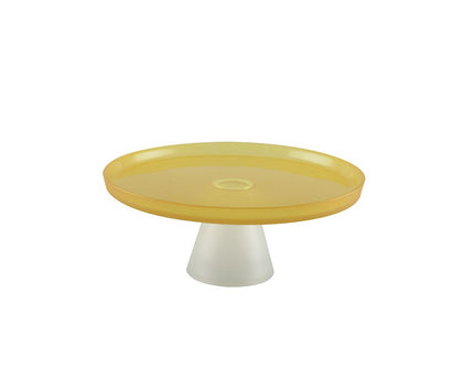 Gele cakeschotel op witte voet 21 cm - citroen
