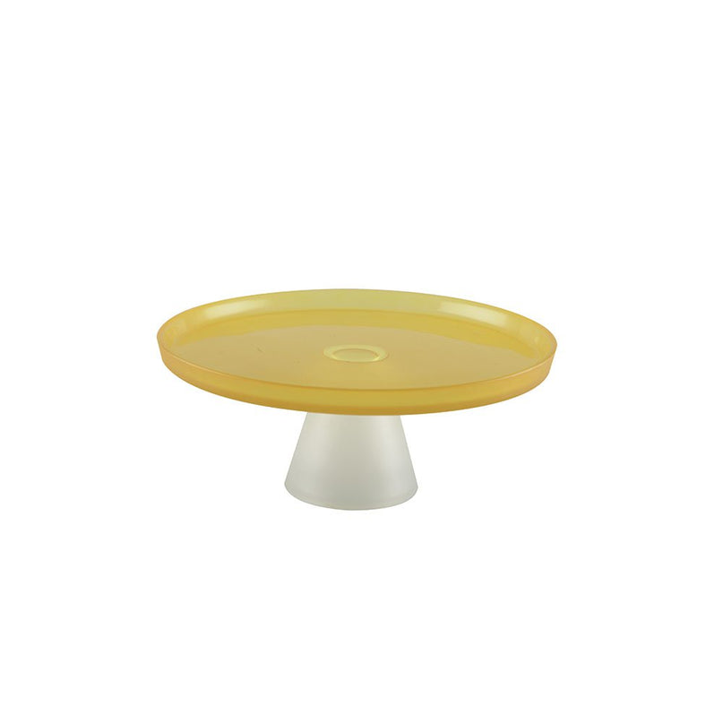 Gele cakeschotel op witte voet 21 cm - citroen