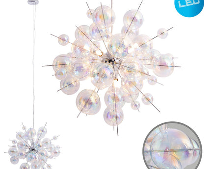 Hanger lamp "explosie" gemaakt van metaal- en irisglas, G9 -frames, hangende lamp voor eetkamer, woonkamer, hal of kantoor, Øca. 65 cm
