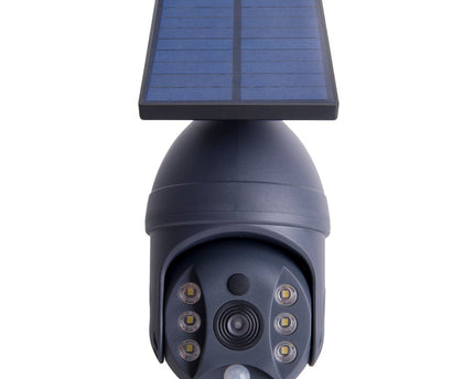 LED -zonne -buitenwandlamp "Moho" met bewegingsdetector en beveiligingscamera -vouw, wandlicht gemaakt van plastic in grijs, met geïntegreerde LED