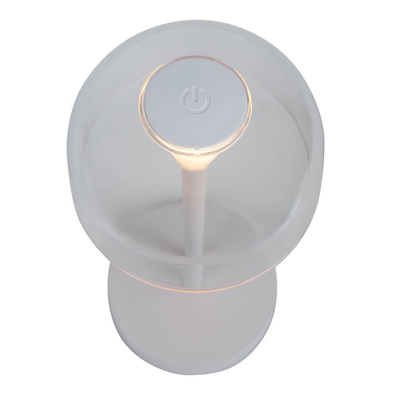 2 Set LED Battery Table Light "Gomba" voor buiten en binnen, gemaakt van metaal en plastic in wit, 18,5 cm hoog