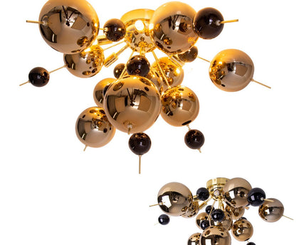 Plafondlamp "explosie" goud gemaakt van metaal en glas, G9 -versies, plafondlamp voor eetkamer, woonkamer, gang of kantoor, Ø57 cm