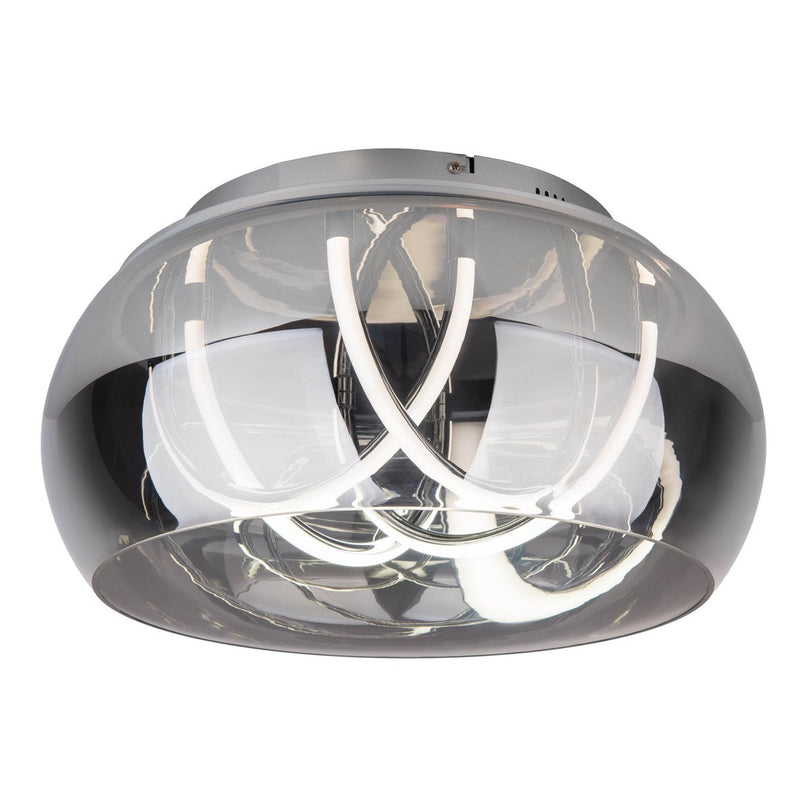 LED -plafondlicht "Malou" Ø 45 cm, 23,5 cm hoog, gemaakt van metaal, rookglas, geïntegreerde LED's, warm wit