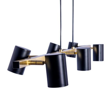 6 -Zaterdag Hanglamp "Frida" in metalen zwart / goud, hangende lamp, GU10, hanglamp voor eetkamer, woonkamer, gang of kantoor, 115 cm lang