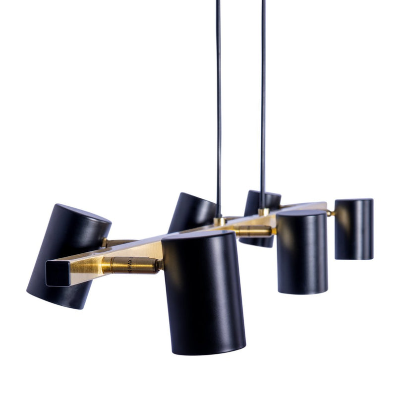 6 -Zaterdag Hanglamp "Frida" in metalen zwart / goud, hangende lamp, GU10, hanglamp voor eetkamer, woonkamer, gang of kantoor, 115 cm lang