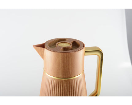 Houten koffiezetapparaat met gouden handvat 1L