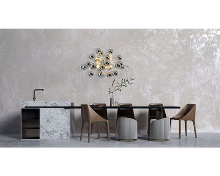 Hanger lamp "explosie" chroom gemaakt van metaal en glas, G9 -versies, hangende lamp voor eetkamer, woonkamer, gang of kantoor, Øca. 98 cm