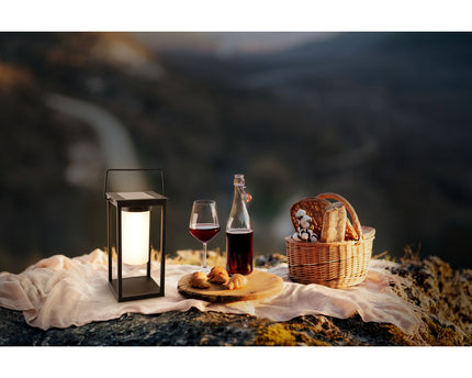 LED -camping/plintlamp H: 28 cm, voor buiten, plintlamp - metaal en plastic in het zwart, met geïntegreerde LED