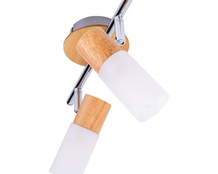 2 Wandplafondspot "Todtnau", metaal, hout en plastic, E14, 39 cm lang
