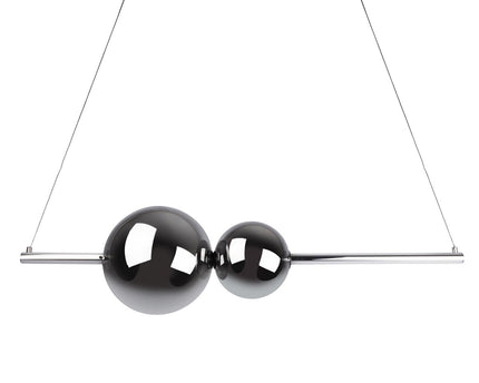 LED hanglamp Chrome "NOVA" gemaakt van chroom -gekleurd metaal, plastic en rookglas, met stevig ingebouwde LED's, ca.