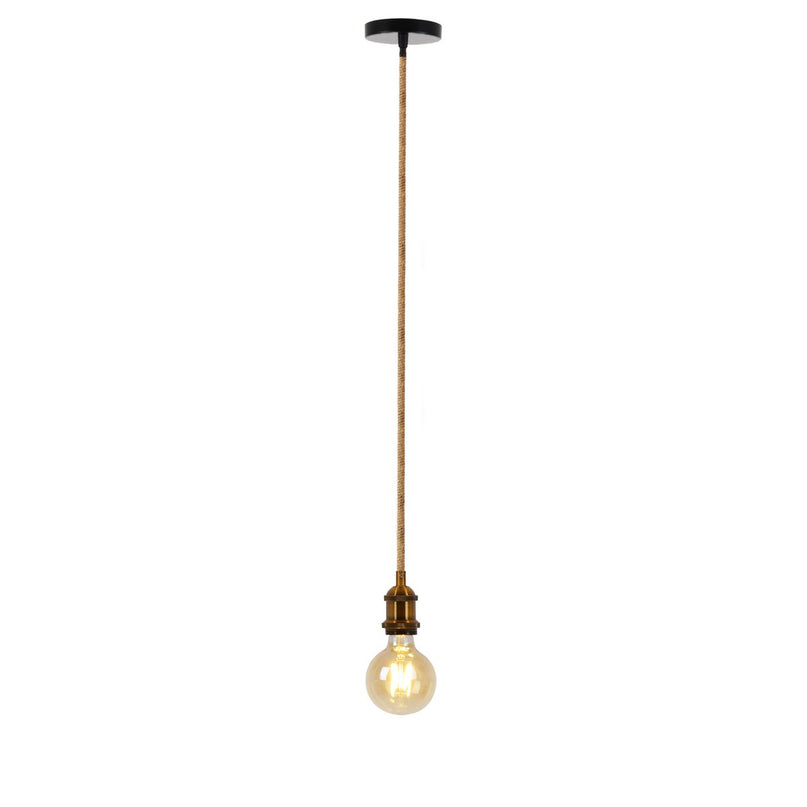 Metalbaldachin "Ontario" decoratieve hanglamp gemaakt van metaal in alt-messing en jute, E27-versie, verlichting voor woonkamers of kantoor.