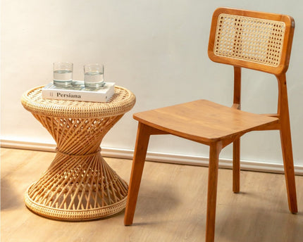 Rotan bijzettafel | Salontafel | Ronde salontafel LUHU Ø45 cm Beige