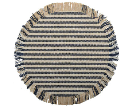 Dessy in jute canvas raye beige et bleu