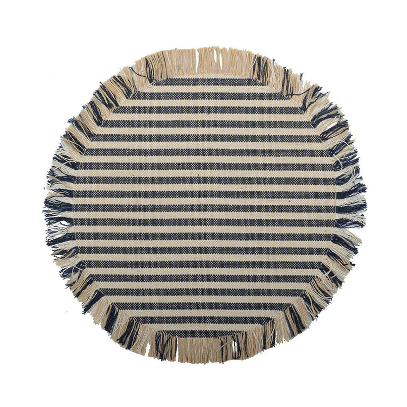 Dessy in jute canvas raye beige et bleu