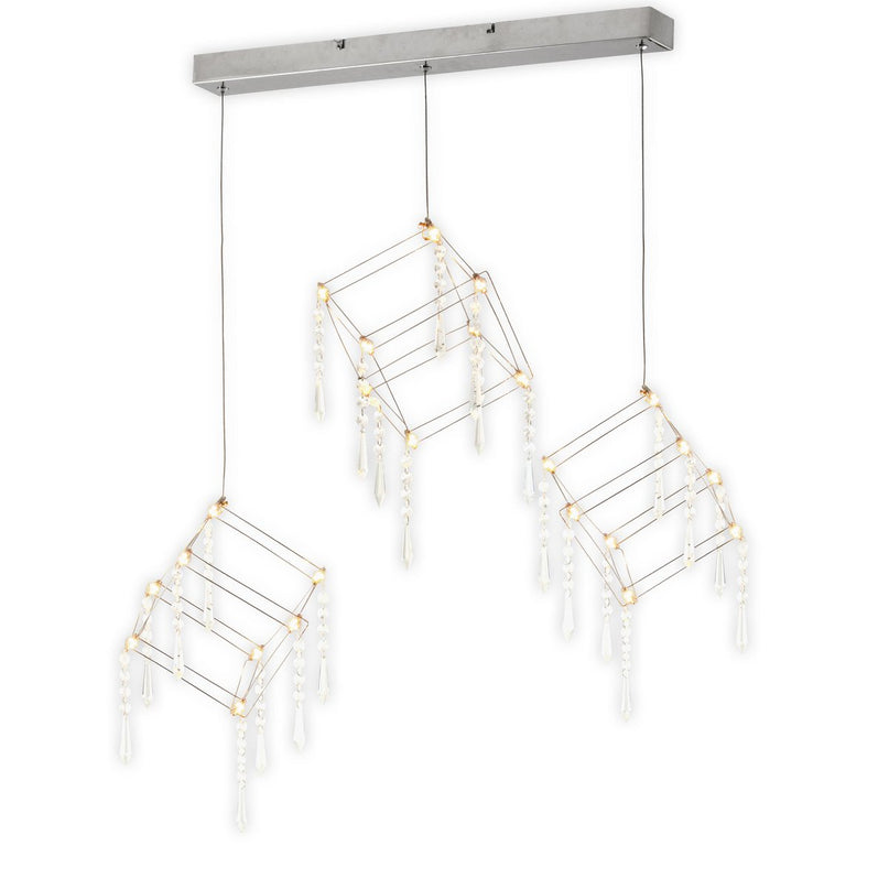 Led hanger lamp "Araneus" metaal en plastic in chroom, met stevig ingebouwde leds, 80 cm lang, verlichting voor woonkamer, eetkamer of kantoor