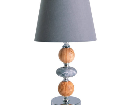 Keramische tafellamp "araga" 36 cm hoog, tafellamp gemaakt van metaal, hout en marmer, met tekstbladen, grijs, met E14 -aansluiting, verlichting voor eetkamer, woonkamer, gang of kantoor