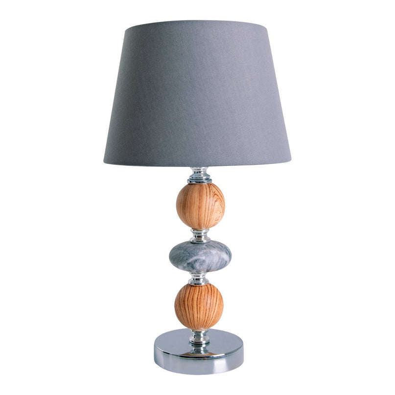 Keramische tafellamp "araga" 36 cm hoog, tafellamp gemaakt van metaal, hout en marmer, met tekstbladen, grijs, met E14 -aansluiting, verlichting voor eetkamer, woonkamer, gang of kantoor