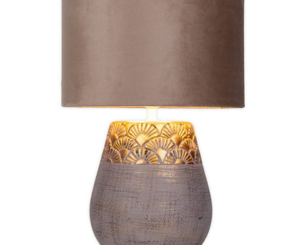 Keramische tafellamp "Bronco", tafellamp, keramiek, beige/grijs/goud, met E14 -aansluiting, voor eetkamer, woonkamer, gang of kantoor, 39 cm hoog