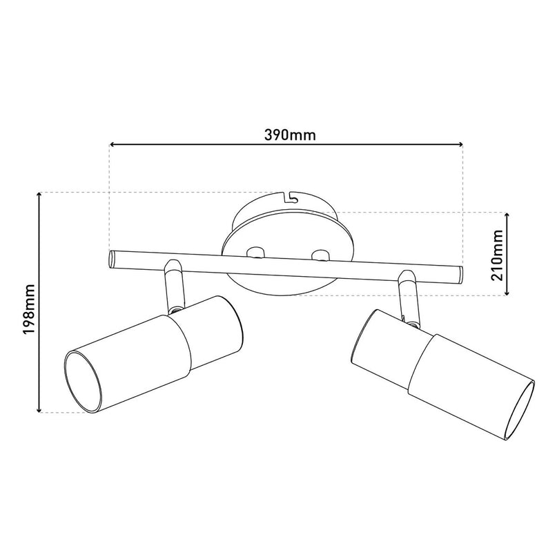 2 Wandplafondspot "Todtnau", metaal, hout en plastic, E14, 39 cm lang