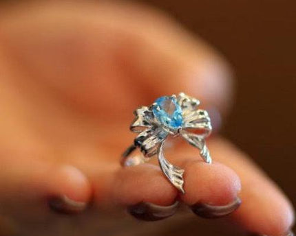 Princess Style Blue Topaz -ringen - verstelbaar