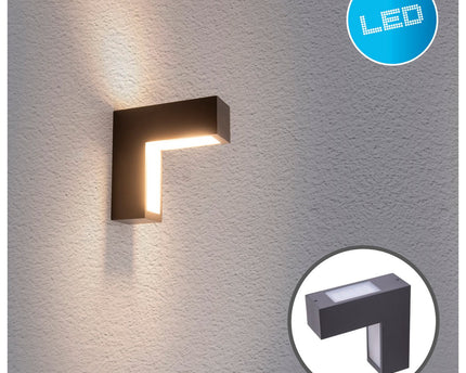 LED -wandlampen "angus" gemaakt van metaal en plastic in antraciet, met geïntegreerde LED