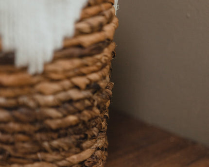 Kleine zeegrasmand MENIK | Plantenmand | Geweven Boho-mand | Plantenbak | Ronde bloemenmand | Macramé mand