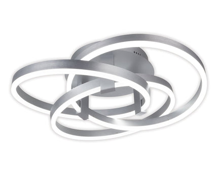 Smart Home LED plafondlicht "Divora" Ø 58 cm, plafondlamp gemaakt van metaal, aluminium geborsteld en wit plastic, met veel functies, stevig gebouwd -in LED's, verlichting voor woonkamer, eetkamerkantoor of gang