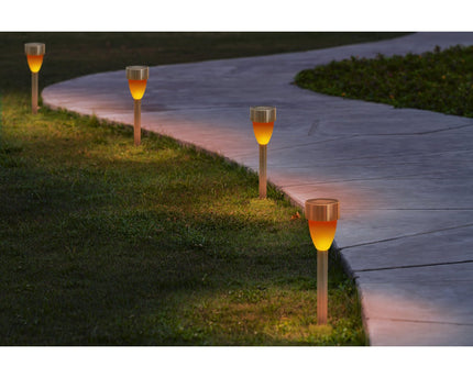6 Set LED LED Solar Outer Light met aarde spies gemaakt van roestvrijstalen gekleurd metaal en plastic, met geïntegreerde LED