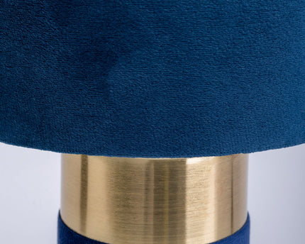 Tafellamp "bordo" 32 cm hoog gemaakt van metaal en velours in goud en blauw, met E14 -versie, lamp voor eetkamer, woonkamer, gang of kantoor