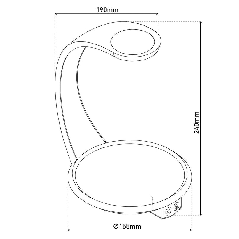 LED -plantentablet Licht 24 cm hoog, gemaakt van metaal en plastic in het wit, met geïntegreerde LED