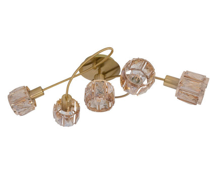 5-geleide plafondlamp "Josefa", metalen plafondlamp in goud, met E14-aansluiting, voor eetkamer, woonkamer, hal of kantoor, lamp voor woonkamer, eetkamer, hal of hal, 61 x 36 x 21 cm