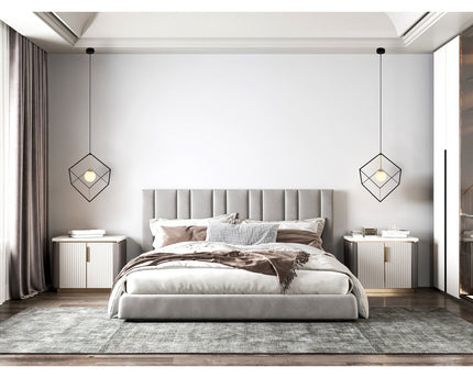 Hanger lamp "cadre", hanglamp retro gemaakt van metaal en glas in zwart en wit met een G9 -aansluiting, 30 cm zijlengte, voor woonkamer en kantoor.