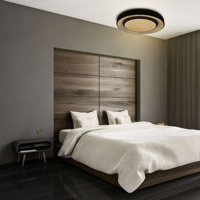 LED -plafondlamp "Monterey" Ø 47,5 cm, vele functies, gemaakt van metaal en plastic in het zwart, met geïntegreerde LED's, verlichting voor woonkamers, gang of kantoor