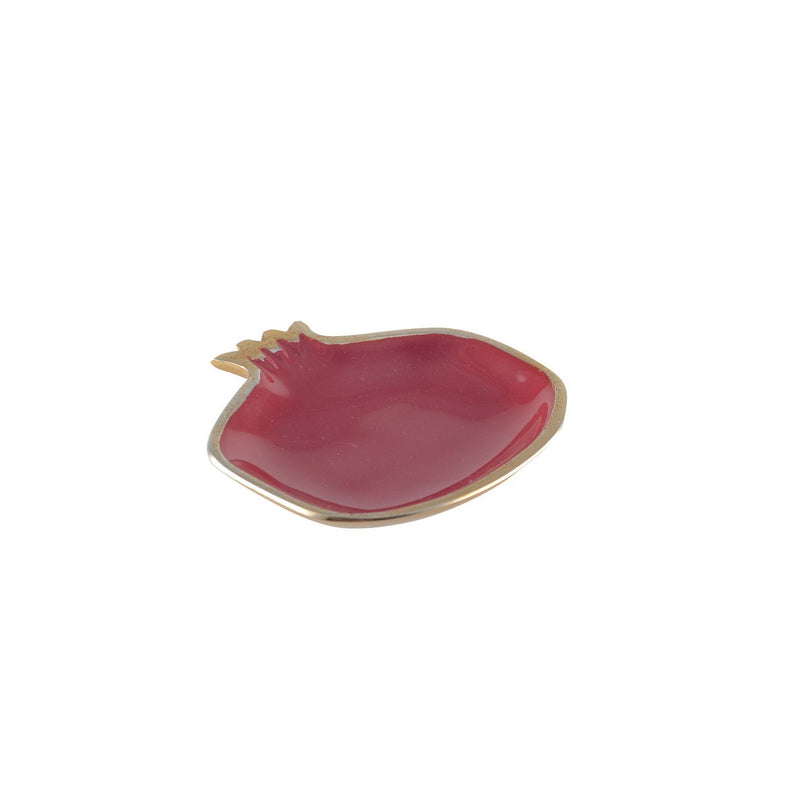 Rode granaatappelbeker met gouden randen 11x11x1.5 cm