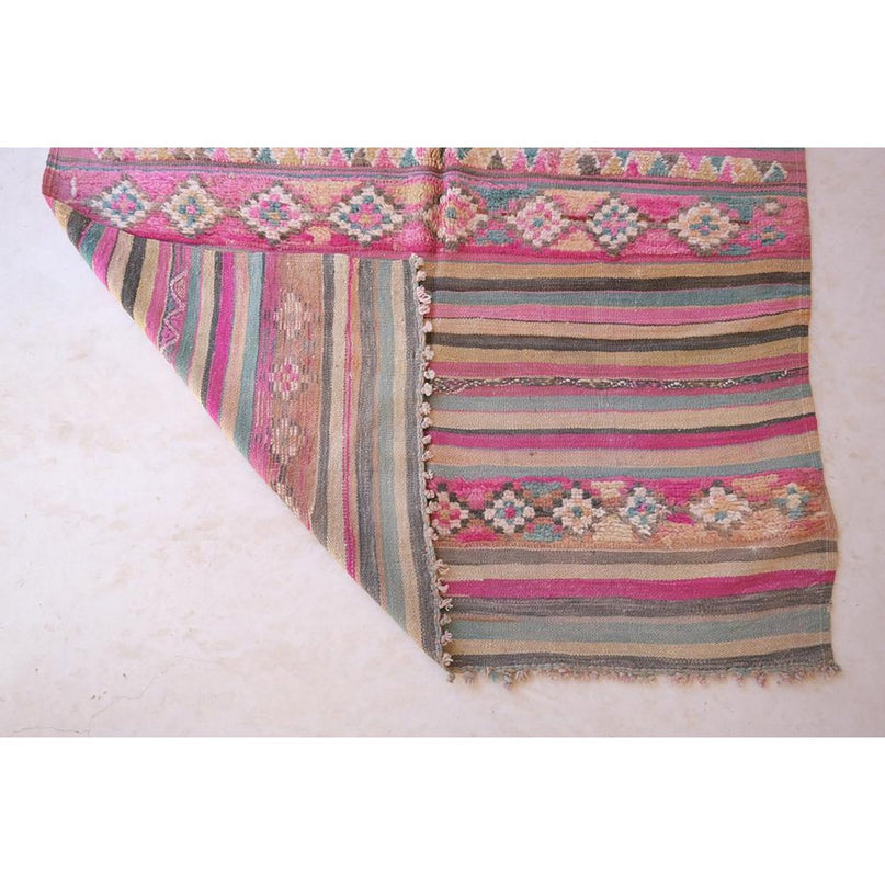 Zuiver wollen Marokkaans Kelim Berber tapijt 155 x 363 cm