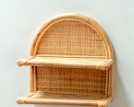 Rotan Wandplank 30x30 cm | Hangend plankje TIASA beige