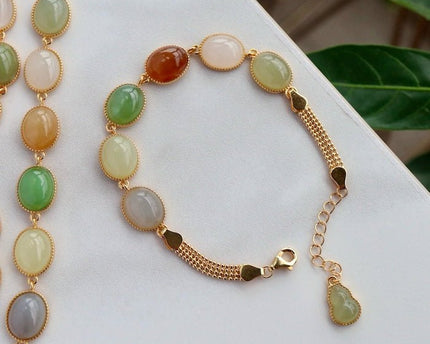 Regenboog kleur Jade kralen armband