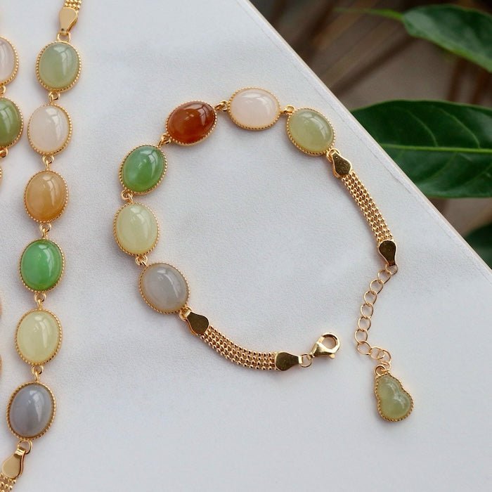 Regenboog kleur Jade kralen armband