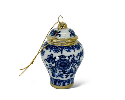 Blauw-wit porseleinen mini kersthanger