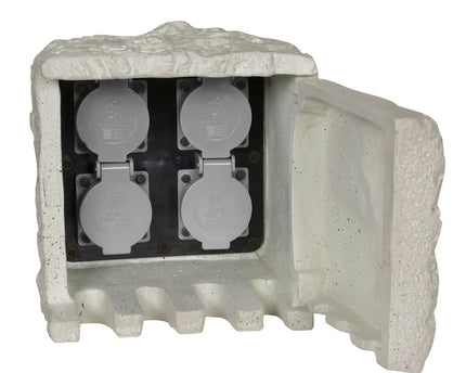 Buitenbekleding Stone "Roccus", gemaakt van grijs plastic, stopcontacten/technologie voor tuin en terras