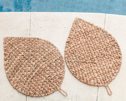 Placemat bladvormig (Set van 2, 4 of 6) 48 cm | Boho Tafelmat DITU gemaakt van Waterhyacint